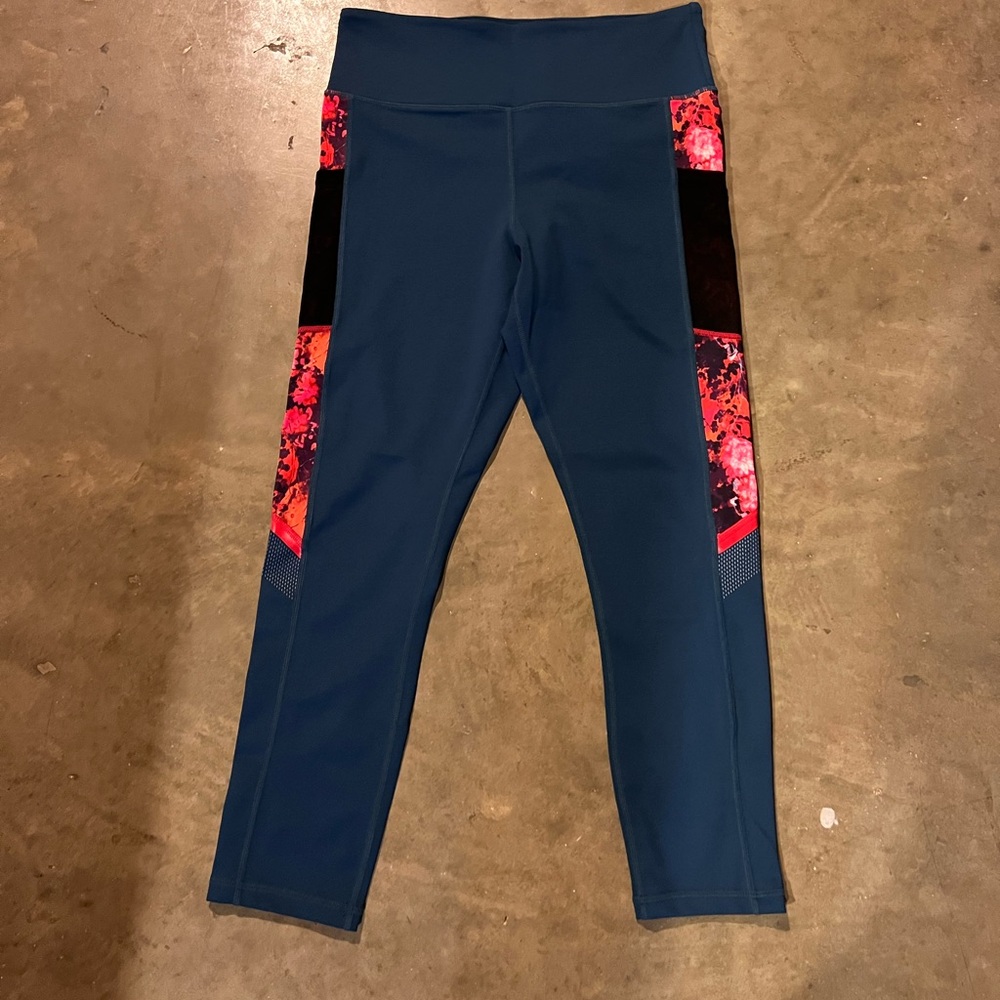 ZYIA Blue Leggings with Pink Accents SIZE 12